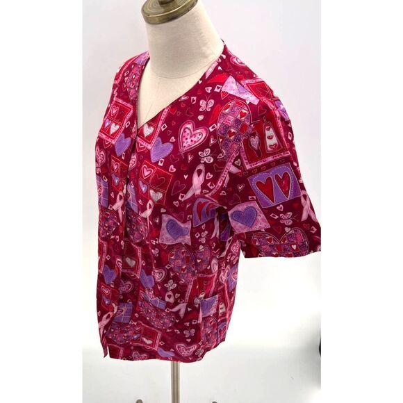 Peaches Uniform Breast Cancer Awareness Short Sleeve Scrub Top- S - Picture 5 of 12